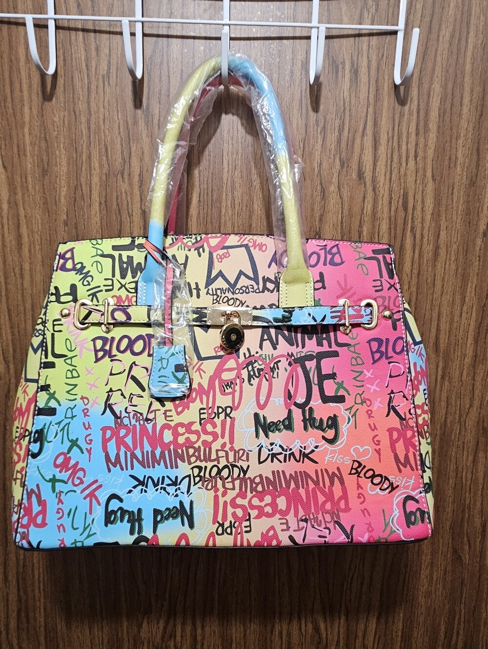 Accessorize Hot Pink Graphic Graffiti Satchel